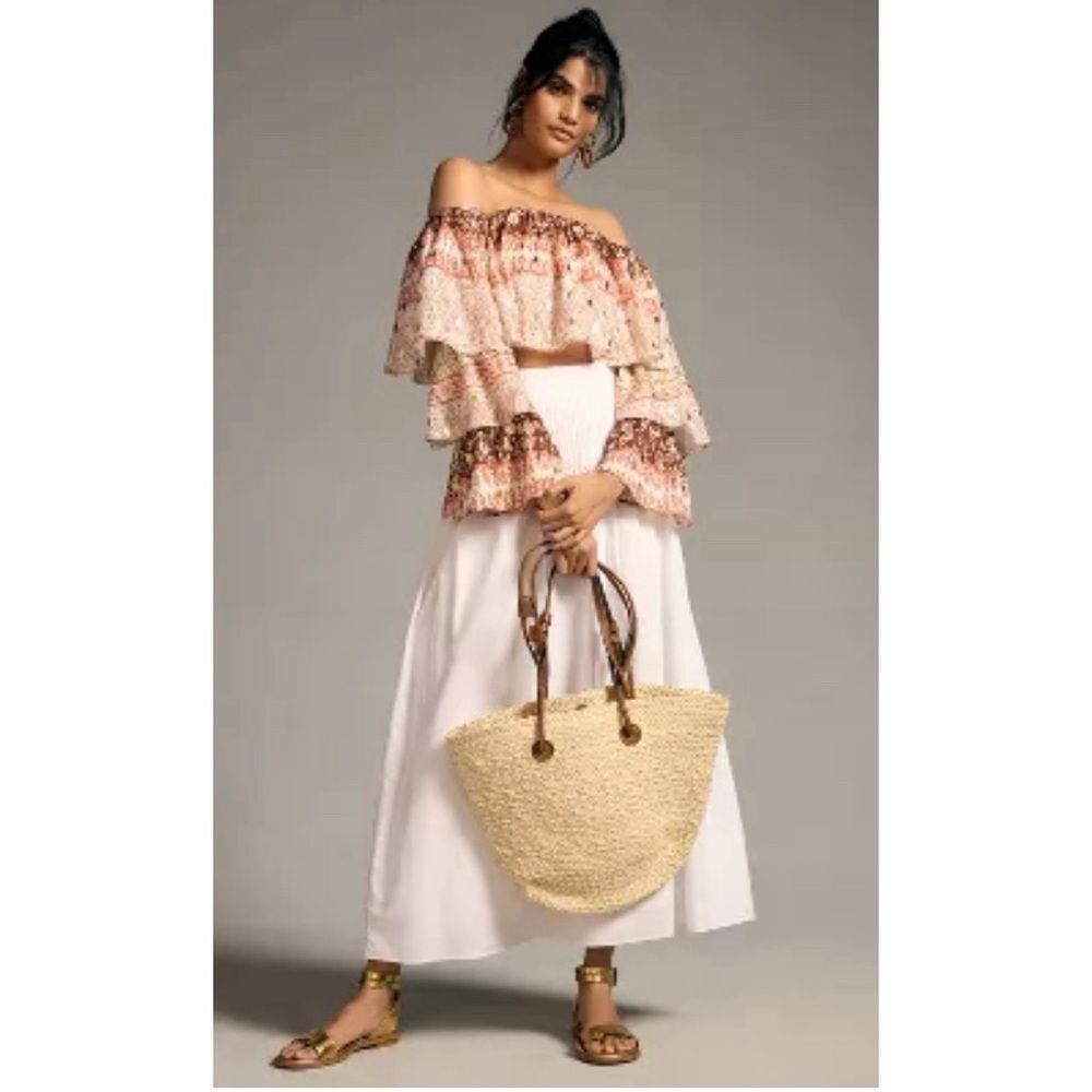 Mare Mare X Anthropologie off the shoulder tiered cropped blouse NWT